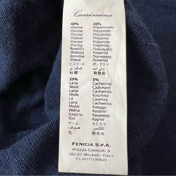 Camicissima Sweater Womens Large Blue Filato Italiano Cashmere Blend Italy - Picture 9 of 12